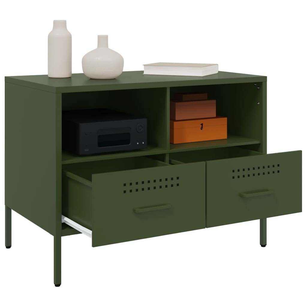 vidaXL TV Cabinets 2 pcs Olive Green 68x39x50.5 cm Steel