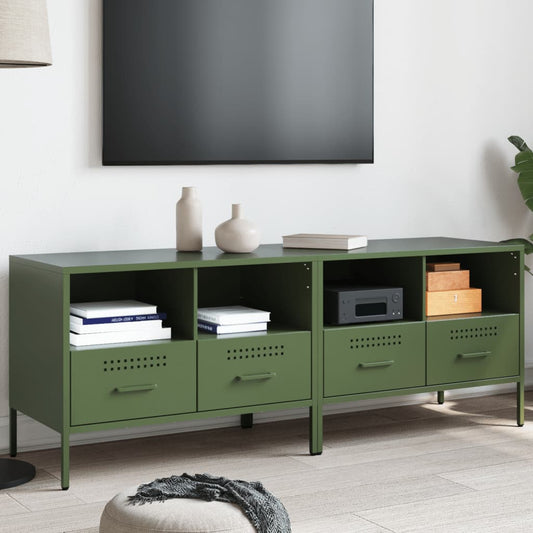vidaXL 2 Piece TV Cabinet Set Olive Green 68x39x50,5 cm Steel