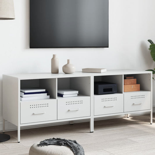 vidaXL 2 Piece TV Cabinet Set White 68x39x50,5 cm Steel