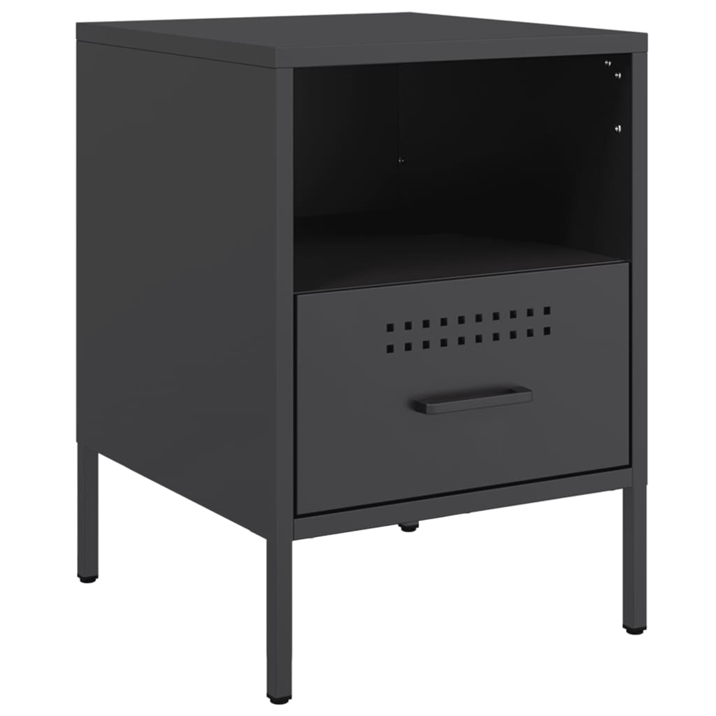 vidaXL Bedside Cabinets 2 pcs Black 36x39x50.5 cm Steel