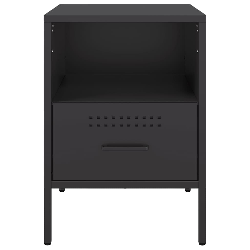 vidaXL Bedside Cabinets 2 pcs Black 36x39x50.5 cm Steel
