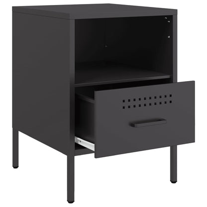 vidaXL Bedside Cabinets 2 pcs Black 36x39x50.5 cm Steel