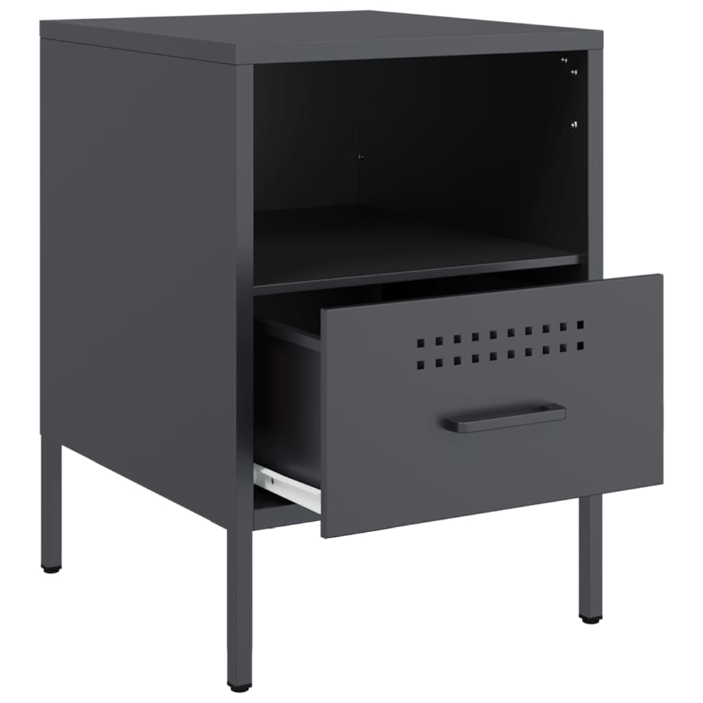 vidaXL Bedside Cabinets 2 pcs Anthracite 36x39x50.5 cm Steel