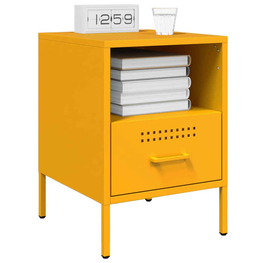 vidaXL Bedside Cabinets 2 pcs Mustard Yellow 36x39x50.5 cm Steel