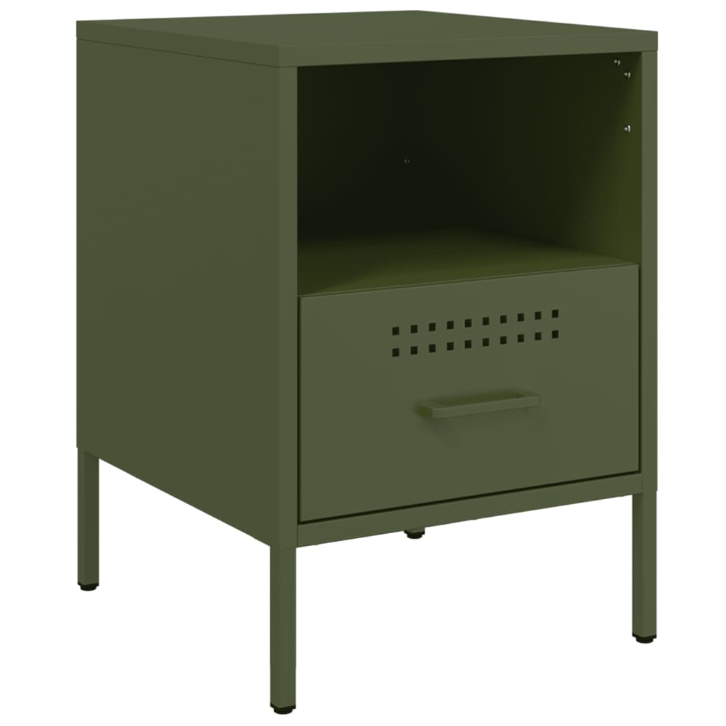vidaXL Bedside Cabinets 2 pcs Olive Green 36x39x50.5 cm Steel