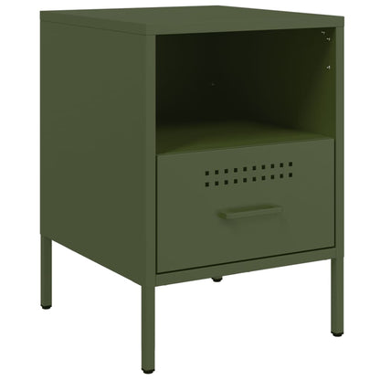 vidaXL Bedside Cabinets 2 pcs Olive Green 36x39x50.5 cm Steel