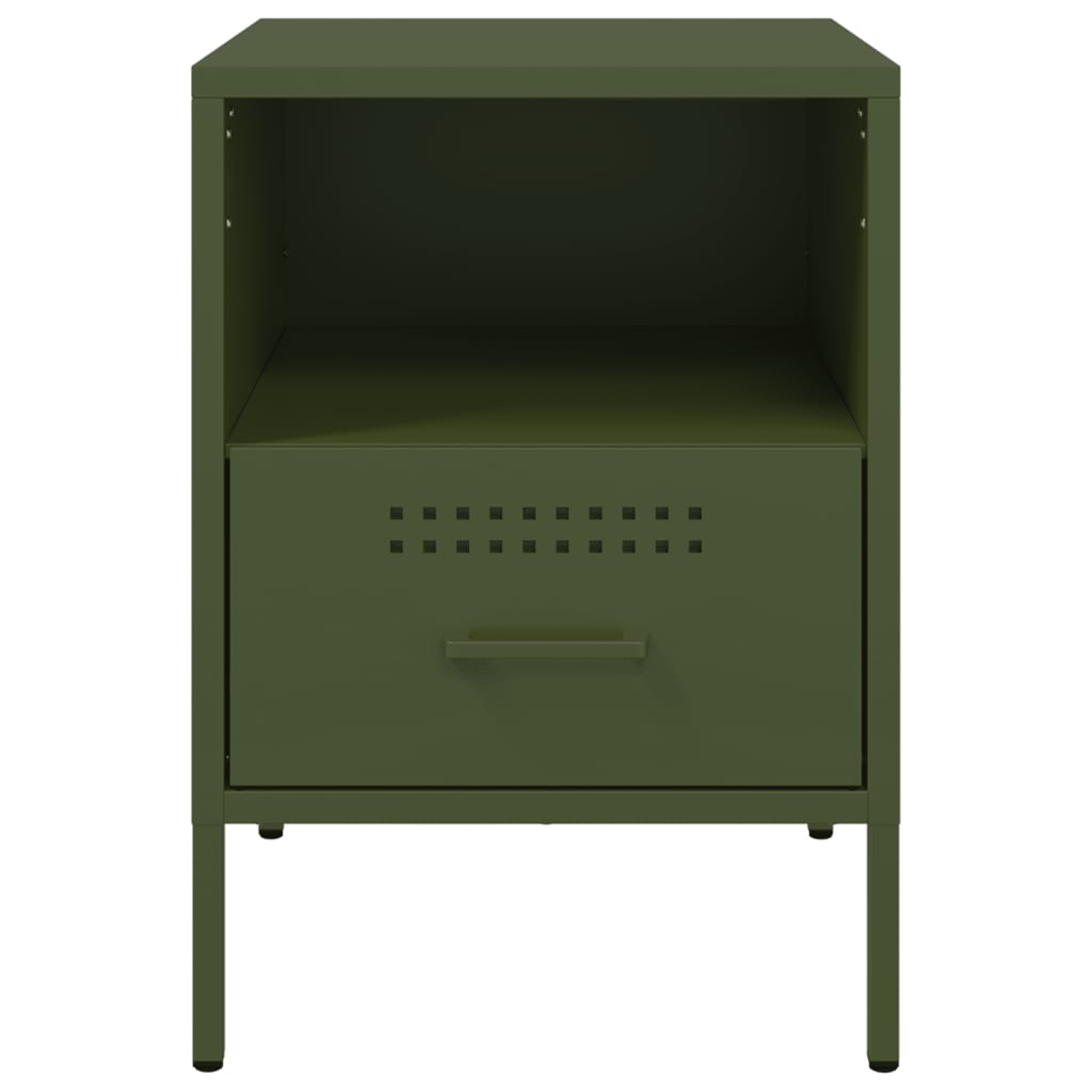 vidaXL Bedside Cabinets 2 pcs Olive Green 36x39x50.5 cm Steel