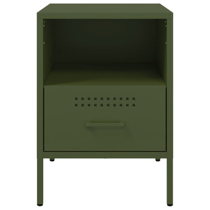 vidaXL Bedside Cabinets 2 pcs Olive Green 36x39x50.5 cm Steel
