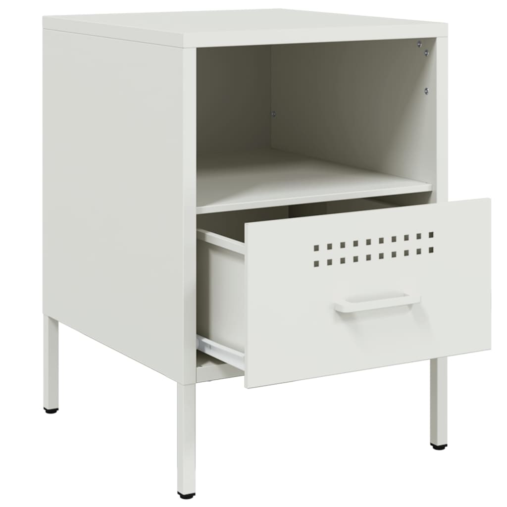 vidaXL Bedside Cabinet White 36x39x50.5 cm Steel