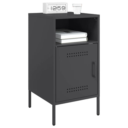vidaXL Bedside Cabinet | Set of 2 | Black | Cold-rolled steel | Adjustable Feet