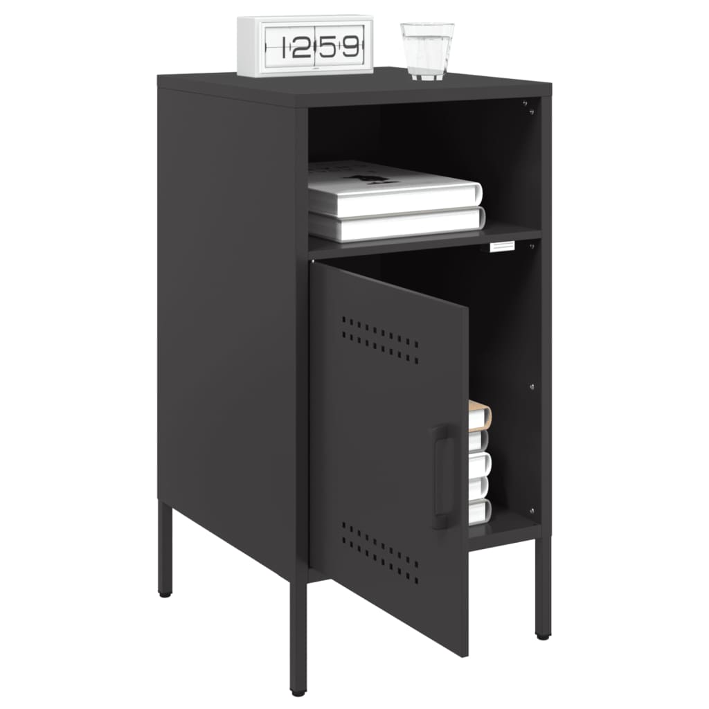 vidaXL Bedside Cabinet | Set of 2 | Black | Cold-rolled steel | Adjustable Feet