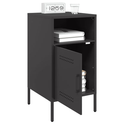vidaXL Bedside Cabinet | Set of 2 | Black | Cold-rolled steel | Adjustable Feet