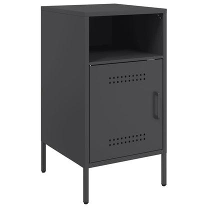 vidaXL Bedside Cabinet | Set of 2 | Black | Cold-rolled steel | Adjustable Feet