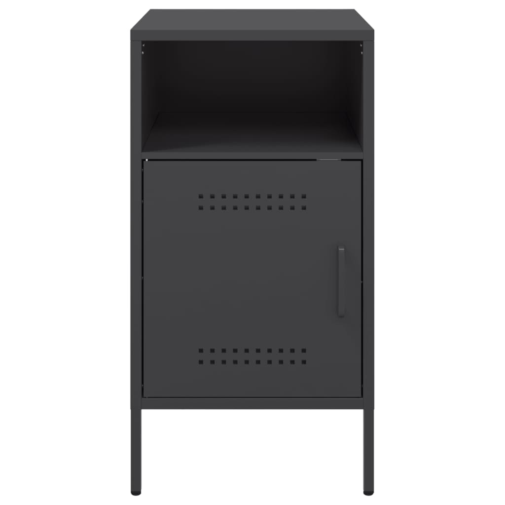vidaXL Bedside Cabinet | Set of 2 | Black | Cold-rolled steel | Adjustable Feet