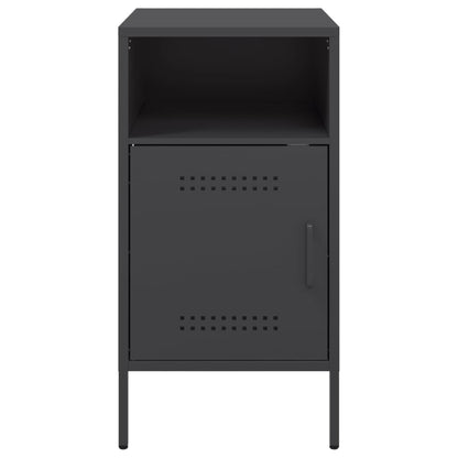 vidaXL Bedside Cabinet | Set of 2 | Black | Cold-rolled steel | Adjustable Feet