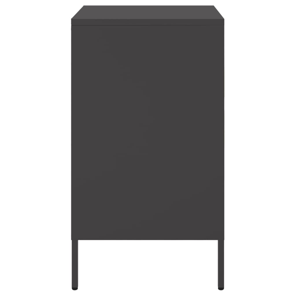 vidaXL Bedside Cabinet | Set of 2 | Black | Cold-rolled steel | Adjustable Feet