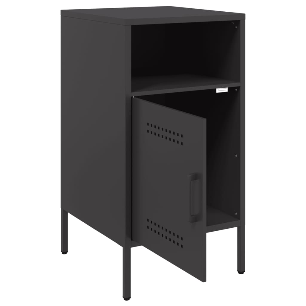 vidaXL Bedside Cabinet | Set of 2 | Black | Cold-rolled steel | Adjustable Feet