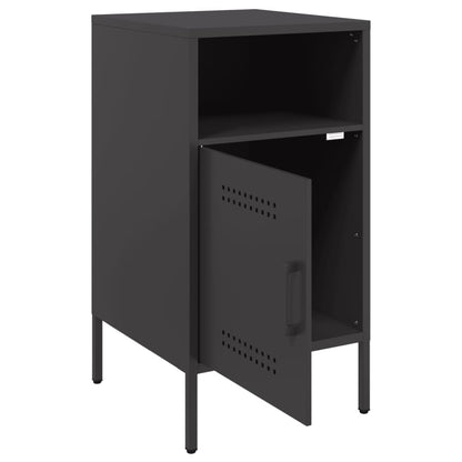 vidaXL Bedside Cabinet | Set of 2 | Black | Cold-rolled steel | Adjustable Feet