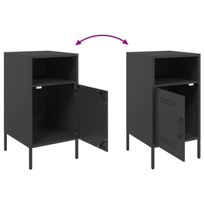 vidaXL Bedside Cabinet | Set of 2 | Black | Cold-rolled steel | Adjustable Feet