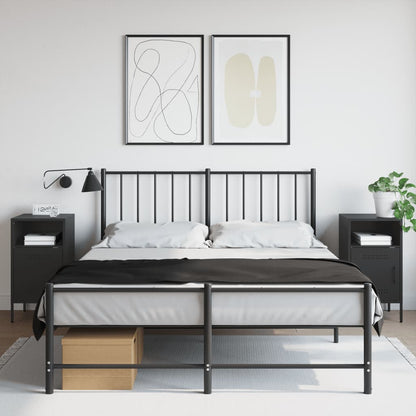 vidaXL Bedside Cabinet | Set of 2 | Black | Cold-rolled steel | Adjustable Feet