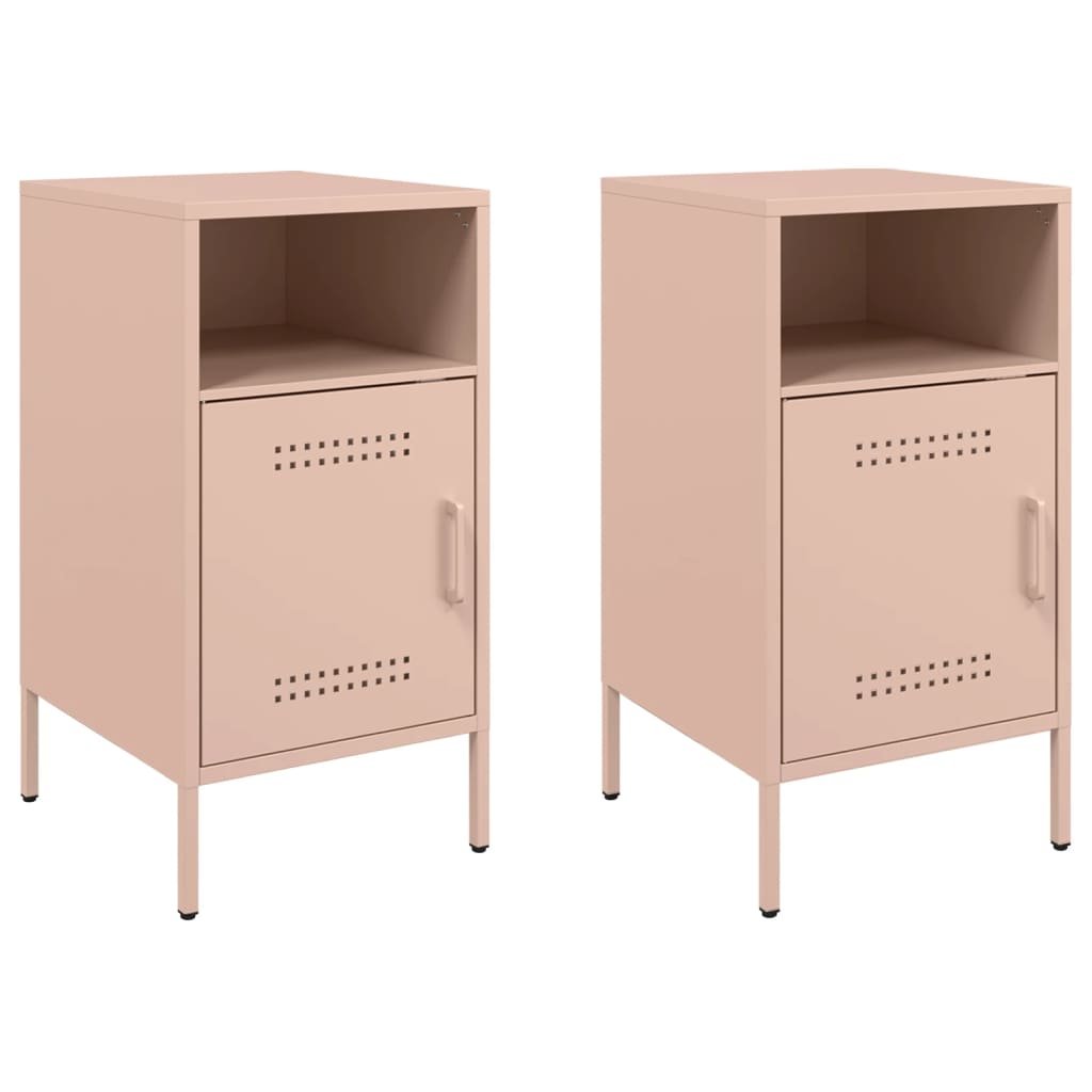 vidaXL Bedside Cabinet | Set of 2 | Pink | Cold-rolled steel | Standard