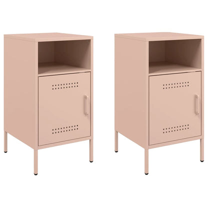 vidaXL Bedside Cabinet | Set of 2 | Pink | Cold-rolled steel | Standard