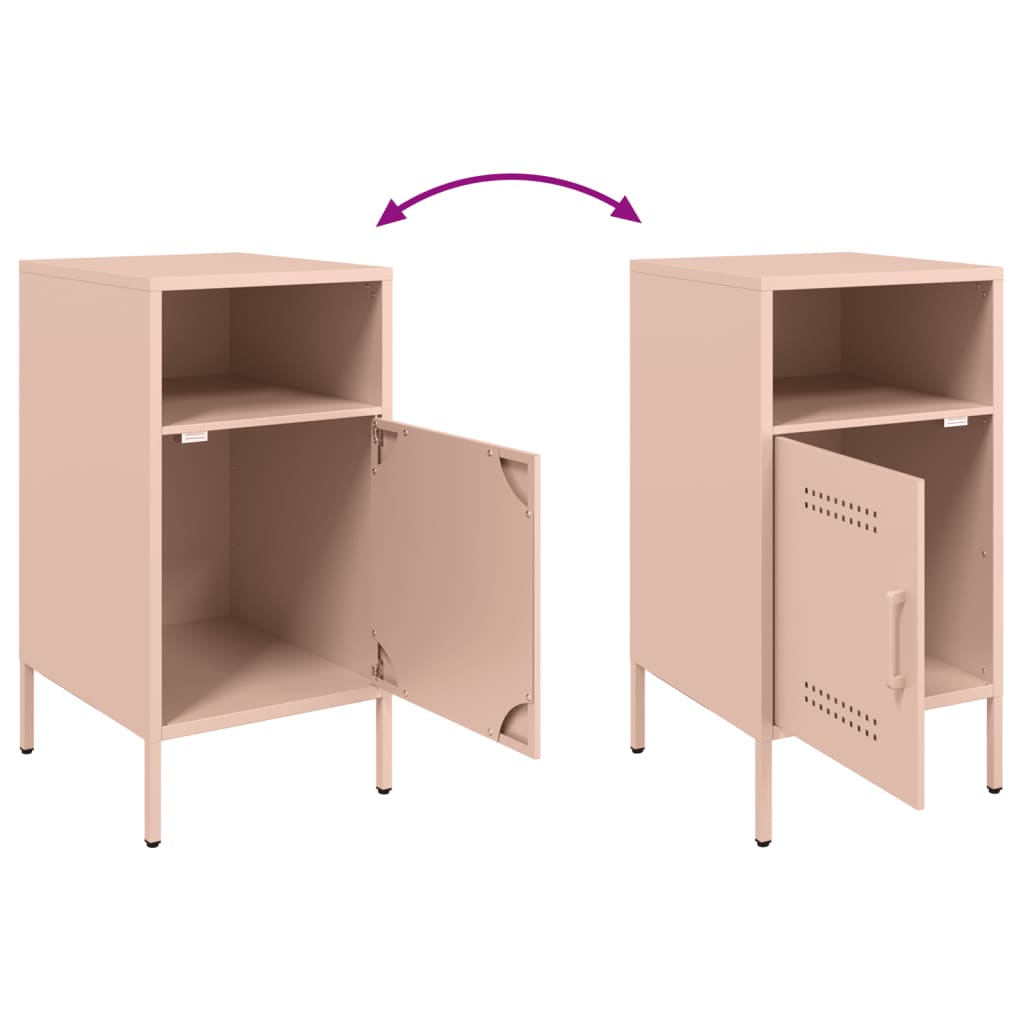 vidaXL Bedside Cabinet | Set of 2 | Pink | Cold-rolled steel | Standard