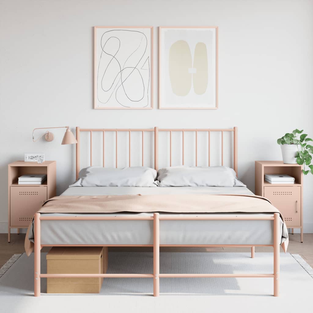 vidaXL Bedside Cabinet | Set of 2 | Pink | Cold-rolled steel | Standard