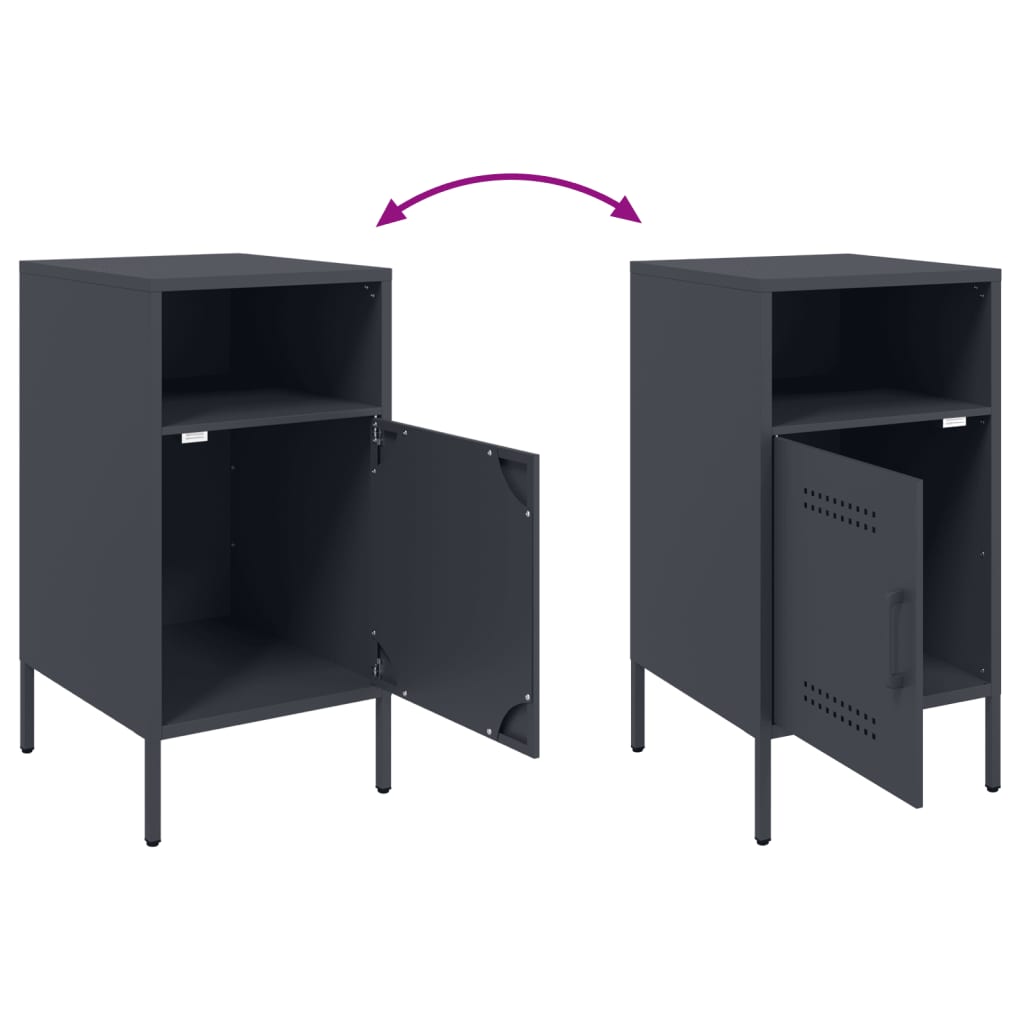 vidaXL Bedside Cabinet Anthracite 36x39x68 cm Steel
