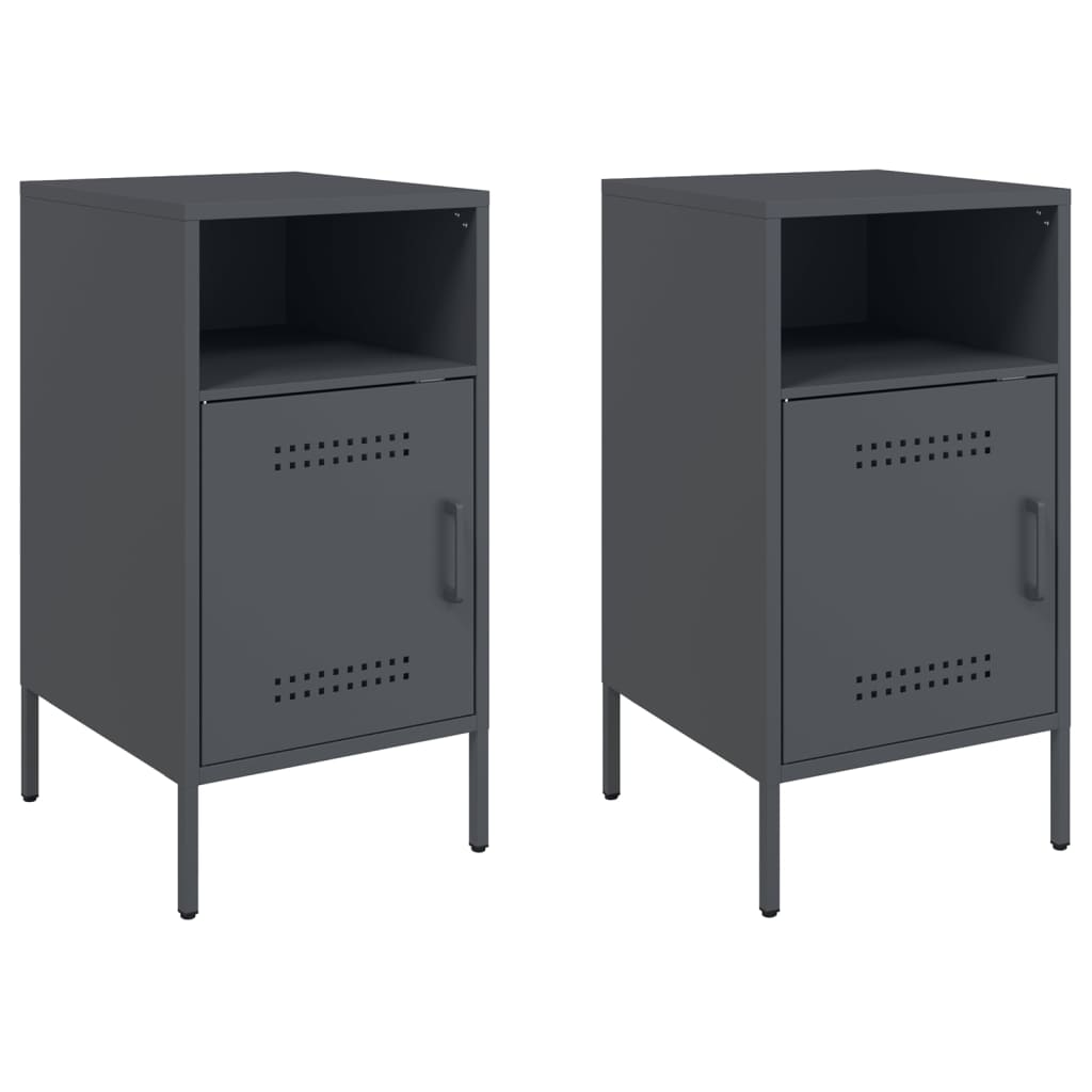 vidaXL Bedside Cabinets 2 pcs Anthracite 36x39x68 cm Steel