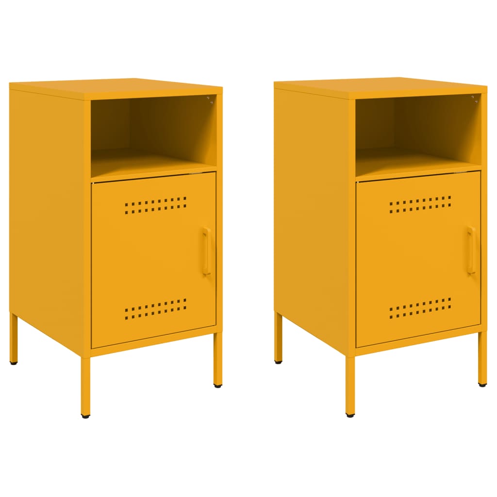 vidaXL Bedside Cabinets 2 pcs Mustard Yellow 36x39x68 cm Steel
