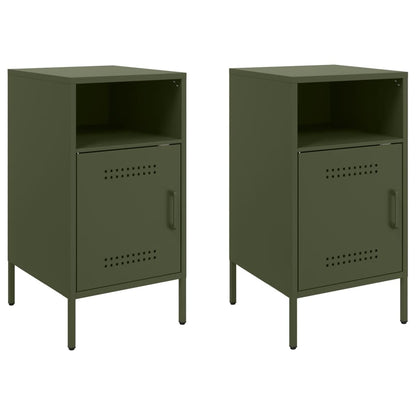 vidaXL Bedside Cabinet |  Set of 2 | Olive Green | Cold-Rolled Steel | Medium