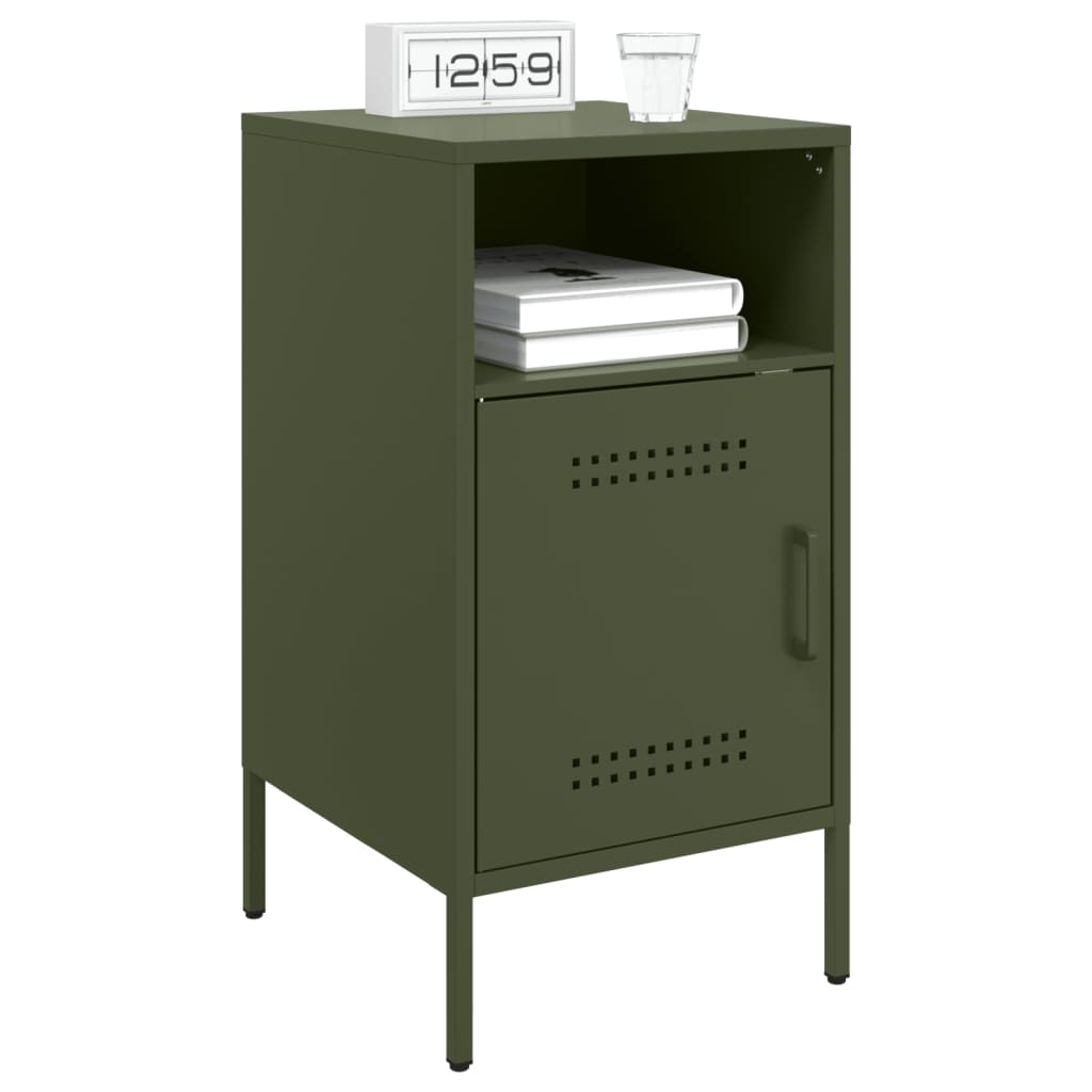 vidaXL Bedside Cabinet |  Set of 2 | Olive Green | Cold-Rolled Steel | Medium