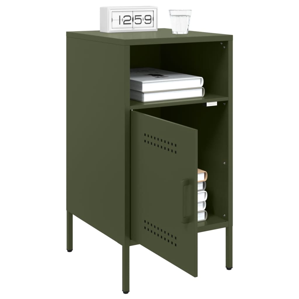 vidaXL Bedside Cabinet |  Set of 2 | Olive Green | Cold-Rolled Steel | Medium