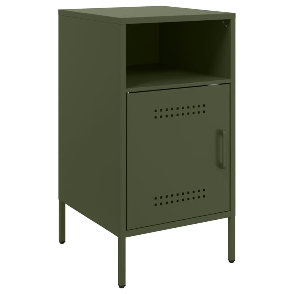 vidaXL Bedside Cabinet |  Set of 2 | Olive Green | Cold-Rolled Steel | Medium