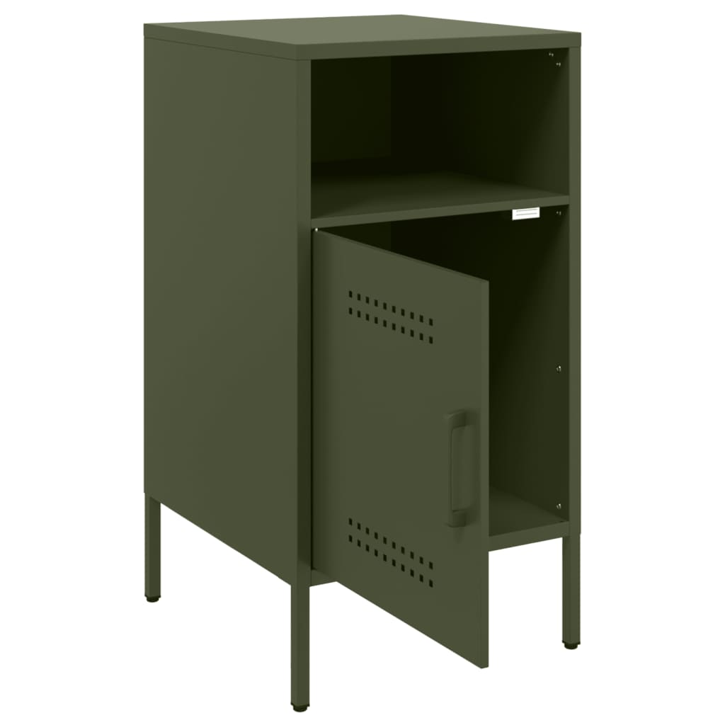 vidaXL Bedside Cabinet |  Set of 2 | Olive Green | Cold-Rolled Steel | Medium