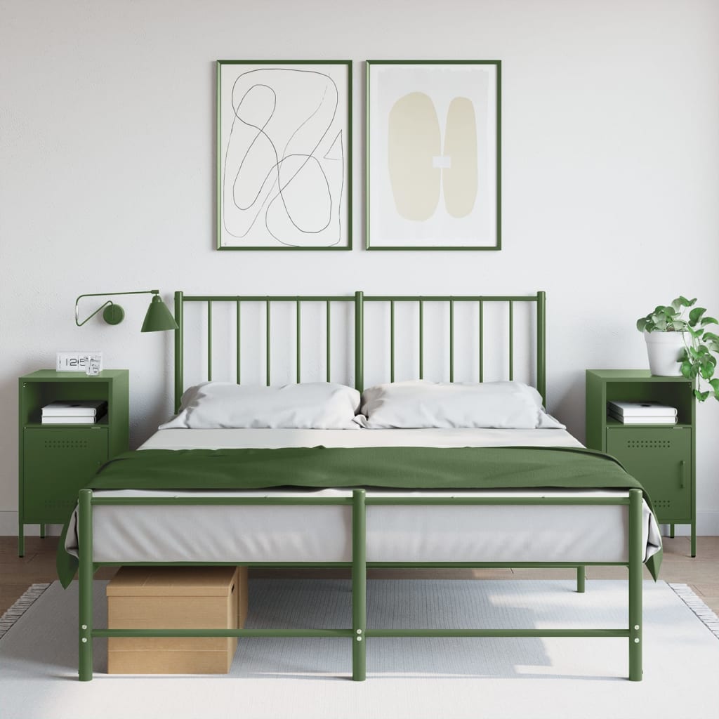 vidaXL Bedside Cabinet |  Set of 2 | Olive Green | Cold-Rolled Steel | Medium