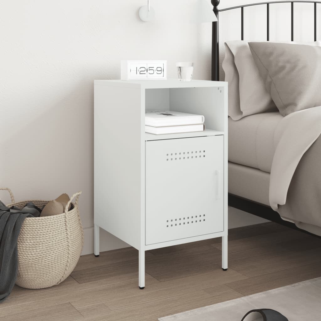 vidaXL Bedside Cabinet White 36x39x68 cm Steel