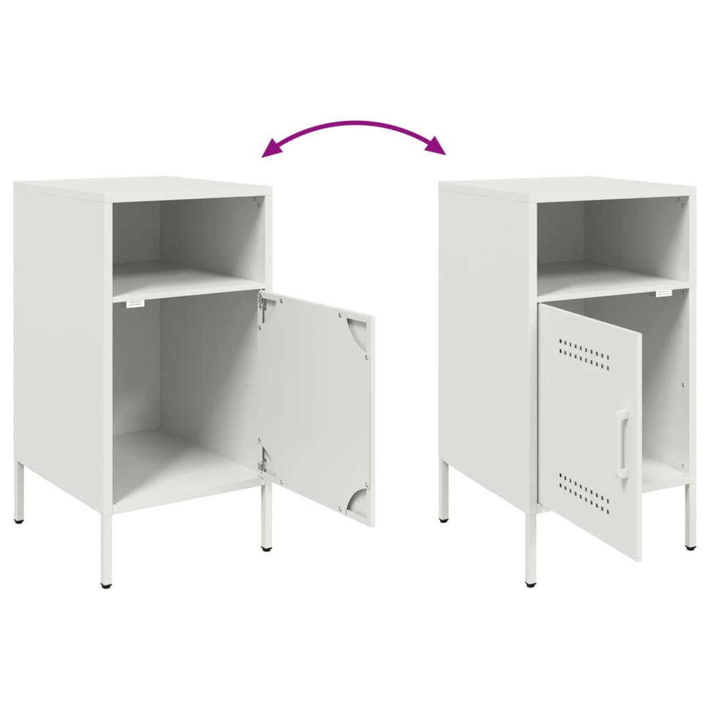 vidaXL Bedside Cabinet White 36x39x68 cm Steel