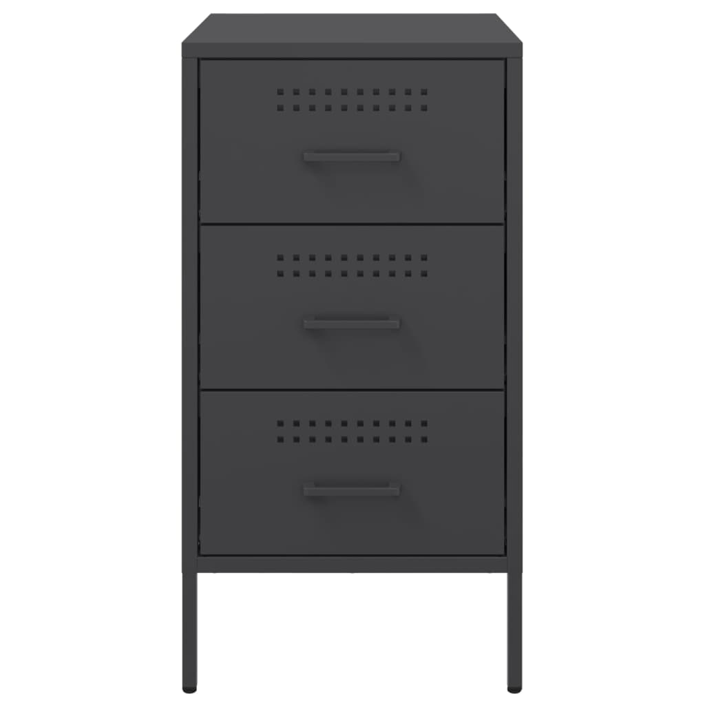 vidaXL Bedside Cabinets 2 pcs Black 36x39x68 cm Steel