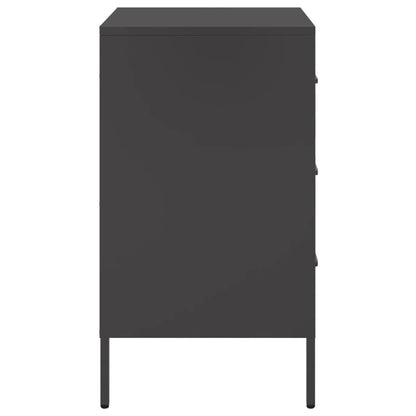 vidaXL Bedside Cabinets 2 pcs Black 36x39x68 cm Steel