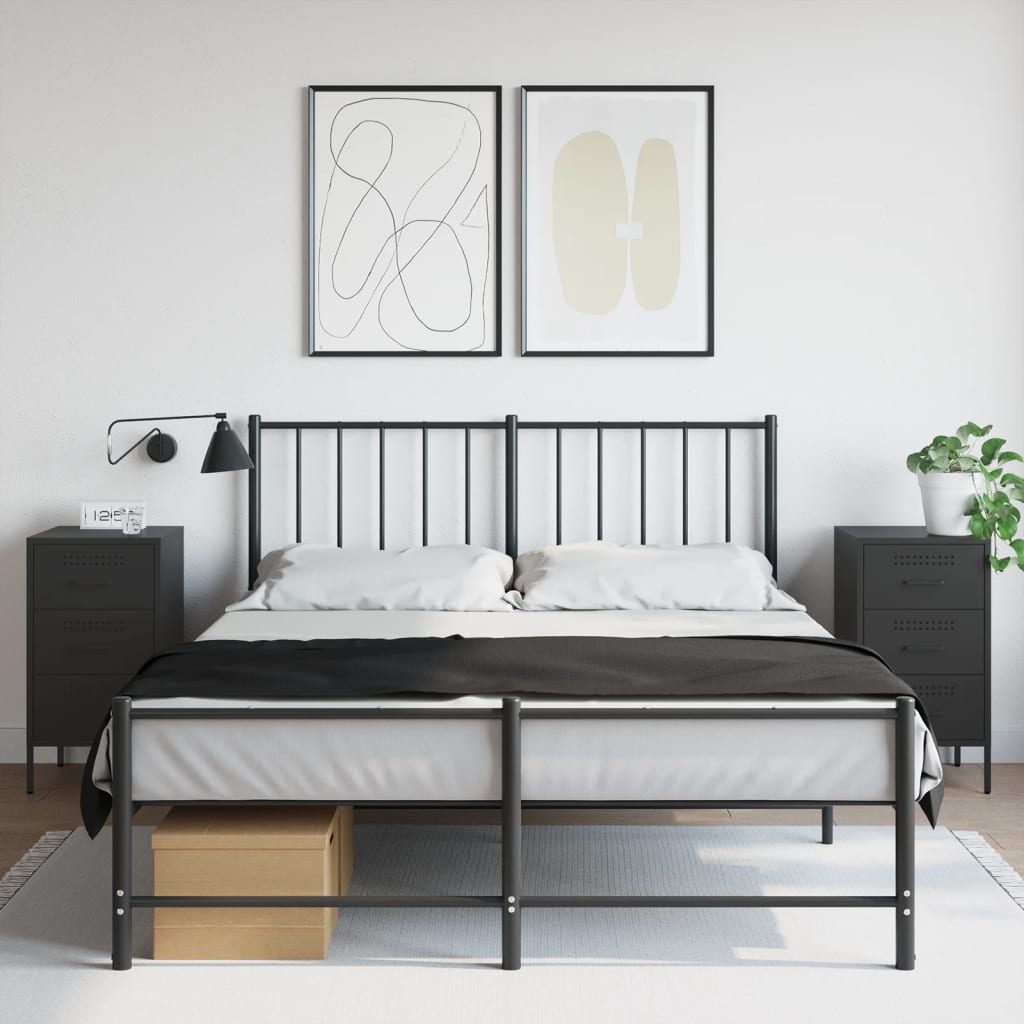 vidaXL Bedside Cabinets 2 pcs Black 36x39x68 cm Steel