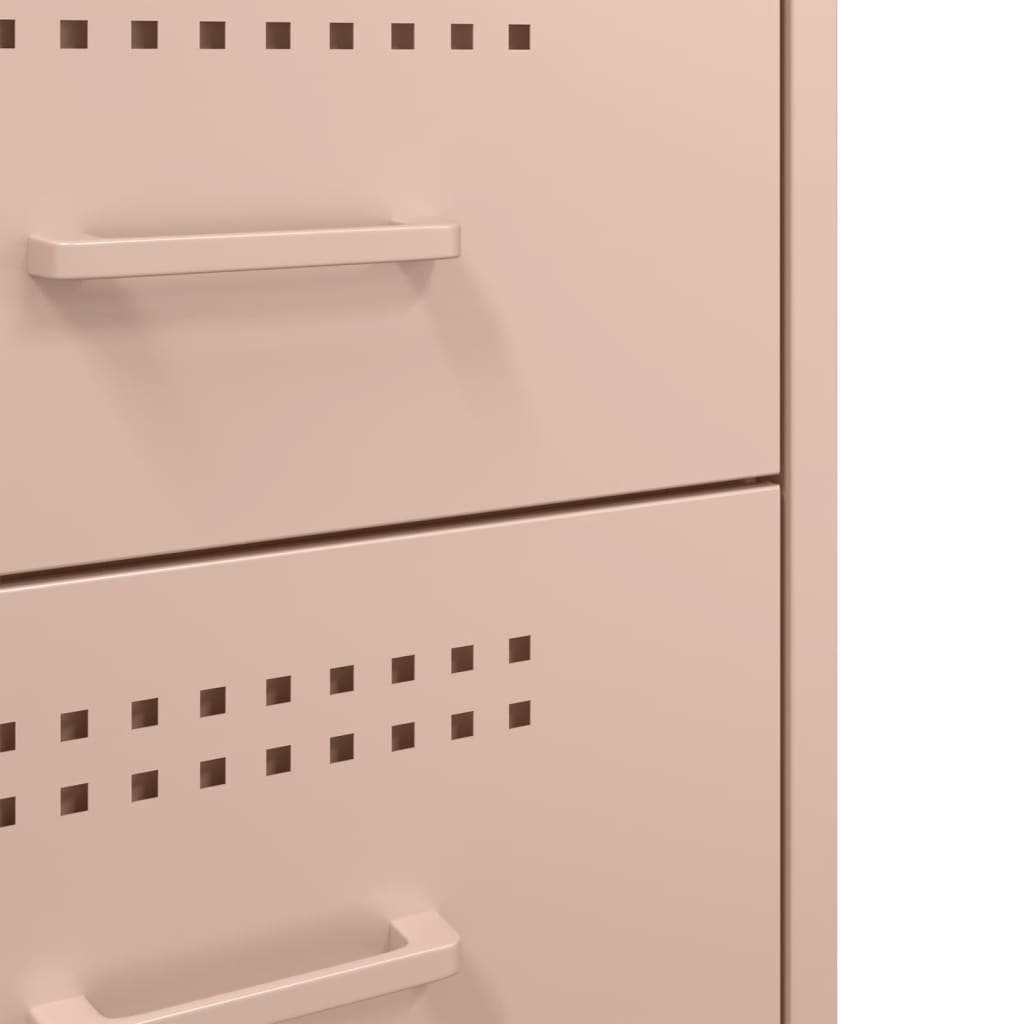 vidaXL Bedside Cabinet Pink 36x39x68 cm Steel