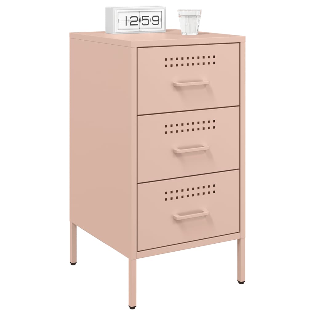vidaXL Bedside Cabinets 2 pcs Pink 36x39x68 cm Steel
