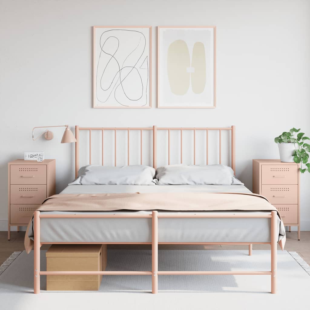vidaXL Bedside Cabinets 2 pcs Pink 36x39x68 cm Steel