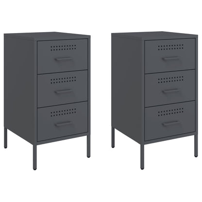 vidaXL Bedside Cabinets 2 pcs Anthracite 36x39x68 cm Steel