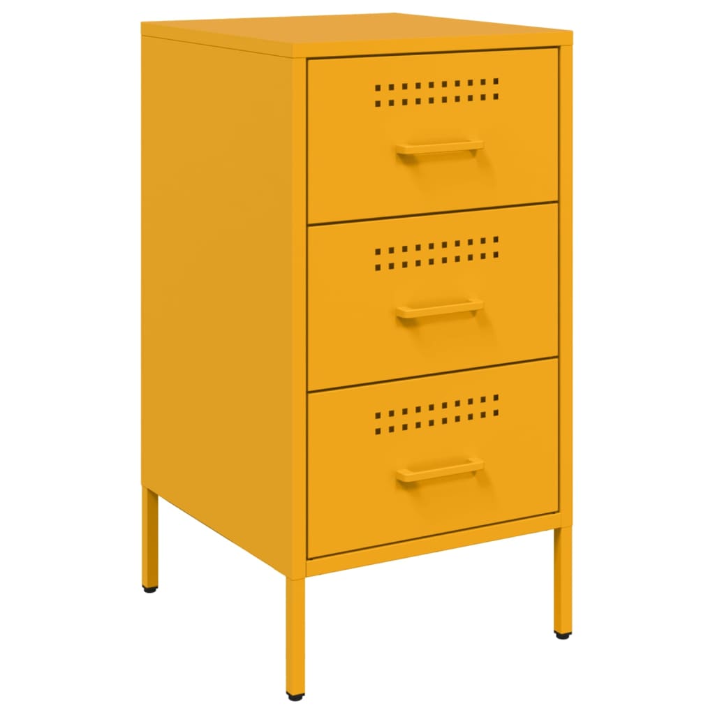 vidaXL Bedside Cabinets 2 pcs Mustard Yellow 36x39x68 cm Steel