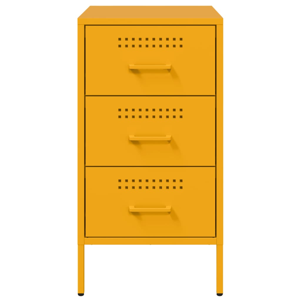 vidaXL Bedside Cabinets 2 pcs Mustard Yellow 36x39x68 cm Steel