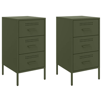 vidaXL Bedside Cabinets 2 pcs Olive Green 36x39x68 cm Steel