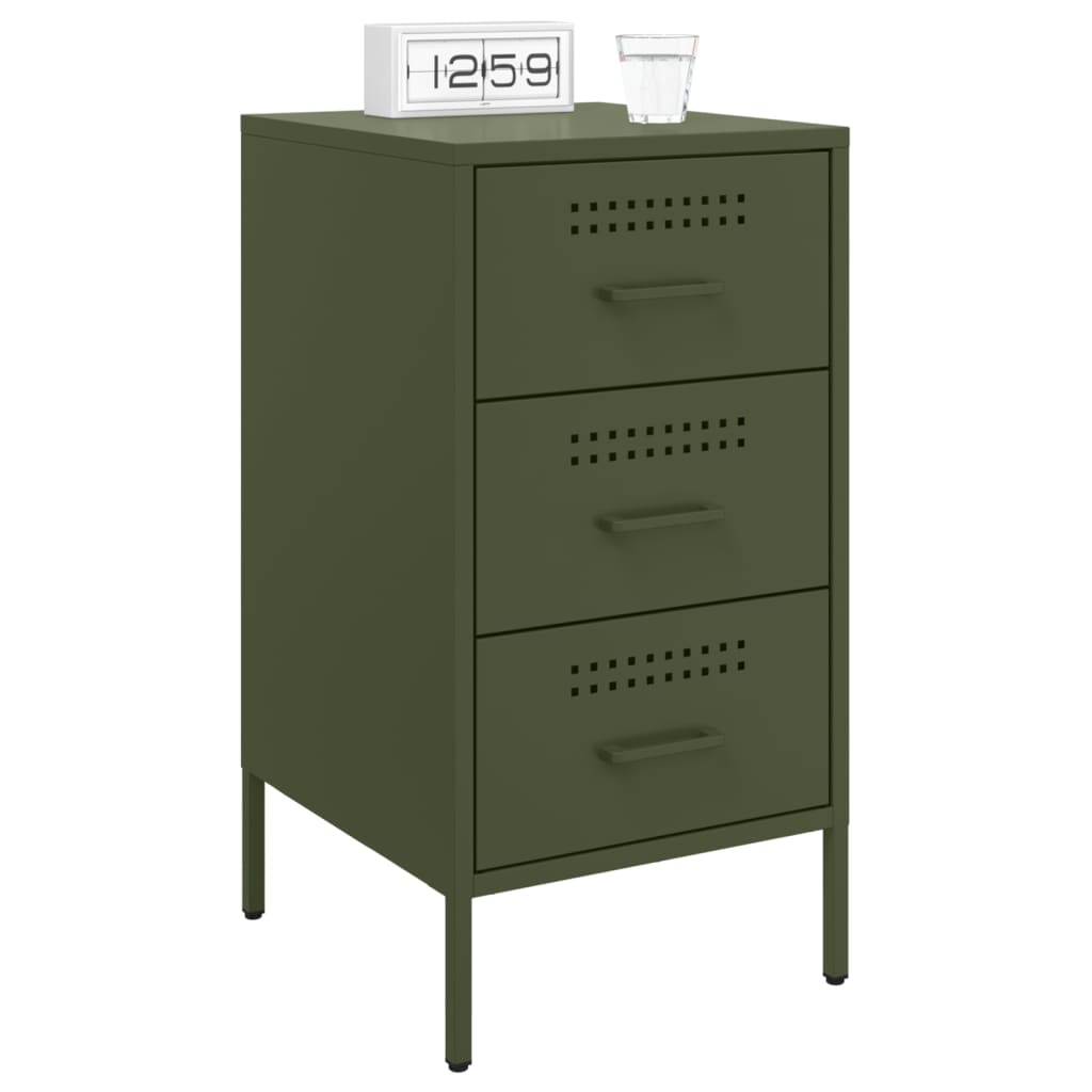 vidaXL Bedside Cabinets 2 pcs Olive Green 36x39x68 cm Steel